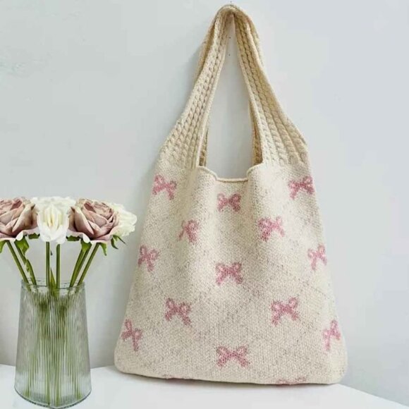 Elegant Cream Tote Bag with Pink Accents - NWOT - Picture 1 of 2